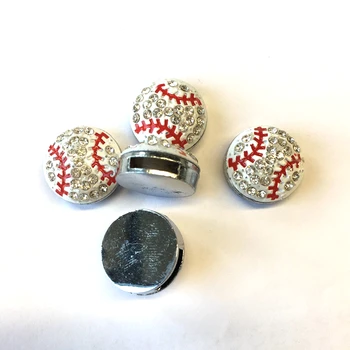 50PCS 8MM Plný Drahokamu Striebro Baseball List Charms Písmená DIY Príslušenstvo Nosenie 8 mm Náramok Pet Obojky Pásy Keychain