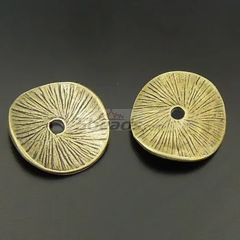 50pcs Atq bronzový vzhľad kolo perličiek čiapky hľadanie 15*14*1mm
