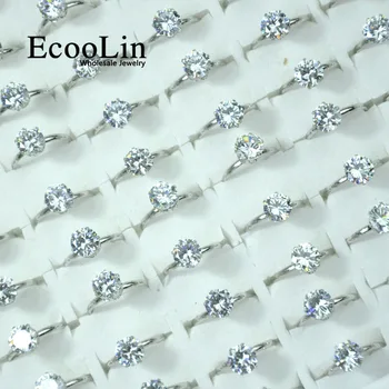 50Pcs EcooLin Šperky, Módne 1.0 Karát Zirkón Strieborné Pozlátené Krúžky Veľa Pre Ženy, Bulk Balenie LR4023