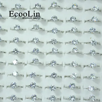 50Pcs EcooLin Šperky, Módne 1.0 Karát Zirkón Strieborné Pozlátené Krúžky Veľa Pre Ženy, Bulk Balenie LR4023