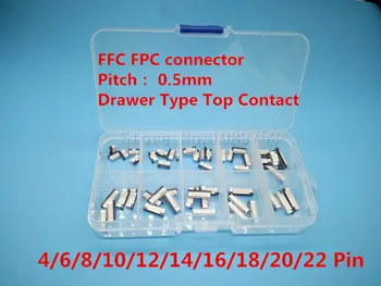 50pcs FFC FPC konektor 0,5 mm 4/6/8/10/12/14/16/18/20/22 Kolík Zásuvky Typu Top Kontakt Plochý Kábel Konektor Zásuvka Sady