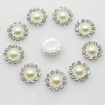 50pcs Kvalitné šitie slonoviny pearl Drahokamu pracky svadobné embellishment vlasy luk DIY vlasy príslušenstvo 11 mm