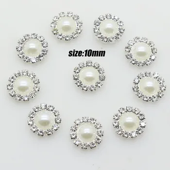 50pcs Kvalitné šitie slonoviny pearl Drahokamu pracky svadobné embellishment vlasy luk DIY vlasy príslušenstvo 11 mm