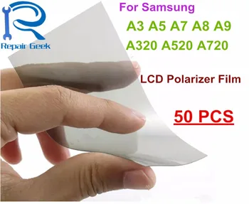 50pcs LCD Polarize Proti Statickej Polarizer Polarizačný Film Pre Samsung A3 A5 A7 A8 A9 A320 A520 A720 Polarizácia Svetla Polaroide