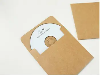 (50pcs/lot) 250gsm Kraft CD Papier prípade,Prázdne Kraft Obálky, Prirodzené farby Obyčajný Papier Kraft Darček Obálky,CD/DVD Papar taška