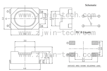 50PCS Micro Tlačidlo 3X4X2.5 4feet (U typu), SMT takt spínač, montáž na auto systém/Cigareta Nástroj