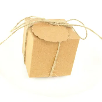 50pcs Námestie DIY Kraft Box Papier Taška Svadobné Box Candy Box Pre Svadobné Dekorácie S Názvom Karty Darčeka Svadobné Zdvorilosti