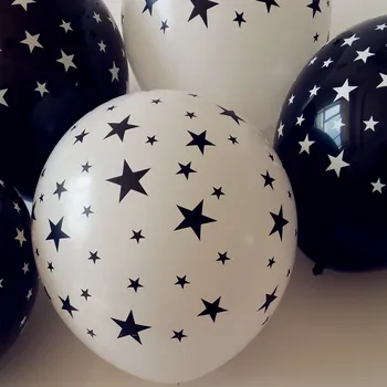 50pcs/veľa 12 palcový Star balón čierna biela farba Klasické globos Strana navrhne Vysokej kvality