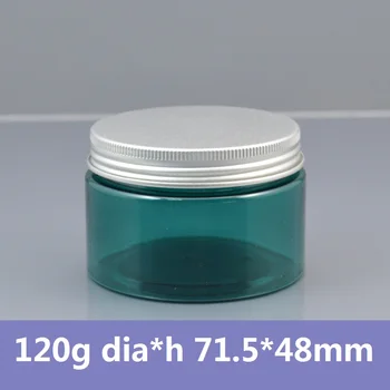 50pcs/veľa 120 g Light Blue PET Jar s hliníkové veko 120ml Prázdne Krém Kontajner 4 oz Kozmetické Jar hromadne predávať Špeciálne farebné jar