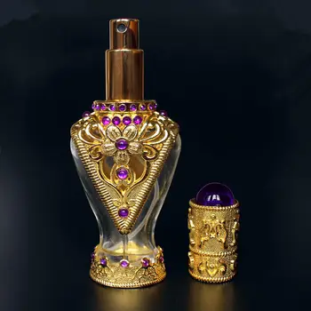 50pcs/veľa 50ml Veľké Parfum Fľašu Arabskom Štýle Sklo Spreji Antiqued Retro Duté Kvet Zliatiny Fľaše, Svadobné Plavidlá Darček