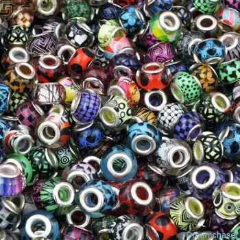 50Pcs/Veľa Mix Farieb DIY Kolo Voľné Živice Plastové Korálky Charms Veľké Diery sú k Dispozícii pre Pandora Európskej Šperky Náramok Náramok