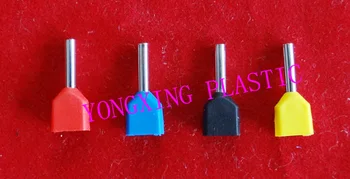 50pcs/veľa ping TE1008 2x1.0mm2 Bootlace Kovanie kit set Drôt Medený Konektor Izolovaný Kábel Twin Pin Koncového Terminálu