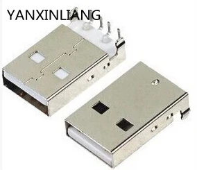 50Pcs/veľa USB 2.0 Mužského Typu USB PCB Konektor Plug Pravý Uhol 90 stupňov DIP Male USB Konektory