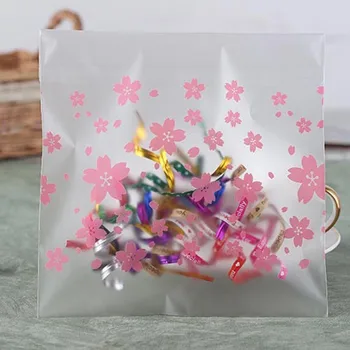 50pcs/veľa Čerešňové Kvety Darčekové Tašky Sušienky Potravín Candy Tortu Package samolepiace Plastové Tašky Vianočné Svadobné Party Dodávky
