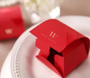 50pcs/veľa Červené Svadobné Koláčiky Box čokoláda boxy Casamento Svadobné Zdvorilosti A Dary svadobné dekorácie centerpieces