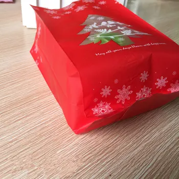 50pcs Červená/Zelená Plastové Darčekové Tašky Candy Box S Snowflake Vianočný Dezert Cookie Tašky Strany Vianočné Ozdoby 9.5*20*6.7 cm