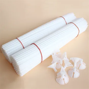 50sets/veľa 32 cm latexové Balóny Stick Biele PVC Prúty Pre Dodávky Balóny Držiteľ Palice S Cup Party Dekorácie, Doplnky