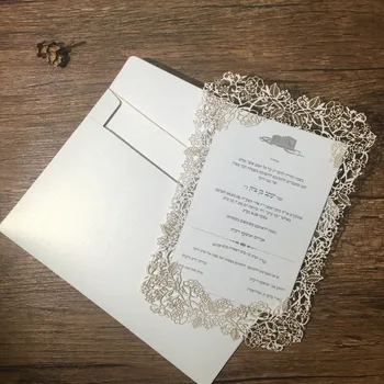50sets vintage white laser svadobné pozvánka ruže kvet dizajn svadobné mecu karty tlač informácií a obklopiť