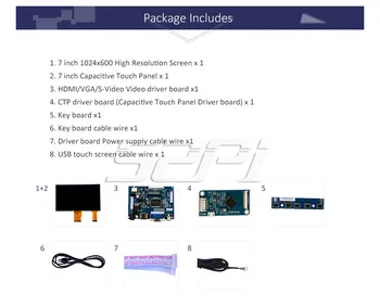 52Pi 7 palcový 1024*600 Zadarmo Ovládač Displeja Kapacitný Dotykový Displej Monitor pre Raspberry Pi/Windows/Beaglebone Black Plug and Play