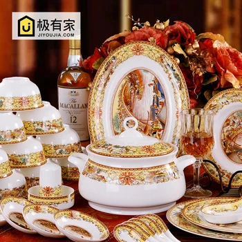 56 čele domácnosti Jingdezhen kosti čína riad glazúrované keramické riadu, misky, misky riad nastaviť
