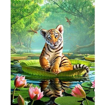 5d Diy Diamond Maľby Zvierat Tiger Cross Stitch Plné Námestie Drahokamu Diamond Mozaiky Výšivky Kvety Európskej Domova