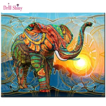 5d diy diamond výšivky zvierat diamond maľovanie Cross Stitch Farba slon plné kolo Drahokamu mozaiková výzdoba nástenné maľby