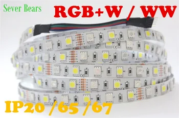 5M RGBW 5050 LED pásy Svetla Nepremokavé IP20 IP65 IP67 DC12V SMD 60Leds/M 300 Flexibilné LED Panel Svetlo pásy, RGB + Biele svetlo