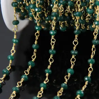 5Meter Tvárou Malajzia Jade Ruženec štýl Reťazca,Zelený Jaspis Rondelle s Mosadzný Drôt Zabalené Reťaze Náhrdelník náramok Šperky