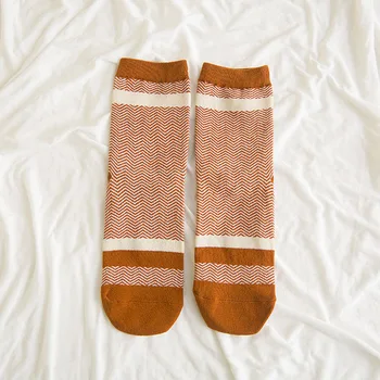 5Pairs Ženy Žakárové Prekladané Bavlnené Ponožky Vintage Osobnosti Novinka Farebné Dôležité Pružnosť Dievča Ponožka Pohodlné Teplé Meia