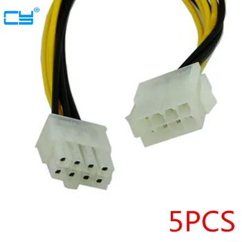 5pcies/veľa Bielej farby, 8 pin ATX 12V CPU EPS P4 Moc Predlžovacieho Kábla 20 cm