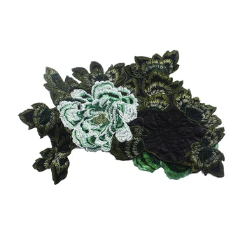 5piece 3D Zelená Pivónia Čipky, Výšivky Nášivka Pacthes Čipky Textílie Motív Venise Scrapbooking Oblečenie, Šitie Doplnkov T2134