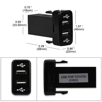 5v/3.1 Dvojitý USB Port pre Telefón, PDA iPad Nabíjačka Pre Toyota Vigo