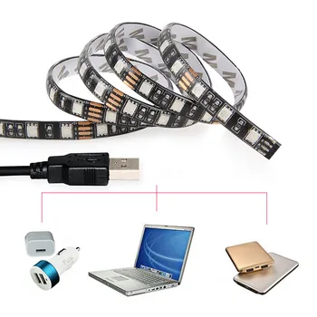 5V USB LED Pásy 5050 60LEDs/m 0,5 m 1m 2m RGB LED Svetlo, TV joj, S 3keys /24keys Radič IP65 Vodotesný LED pás s nástrojmi