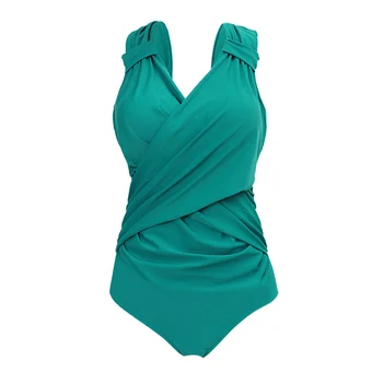 5XL Sexy jednodielne Plavky 2017 Vintage Plus Veľkosť Plaviek Ženy Solid black green Beach Kombinézu Chudnutie Športové plavky