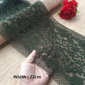 5yards/veľa 22 cm Šírka francúzskej Čipky Textílie , Chantilly Čipkou Trim, army zelená Čipkou Trim sukne lem, spodná bielizeň