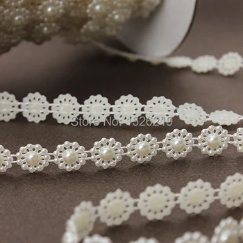 5Yards/Veľa Dia 10 mm Kolo Simulovaný Pearl Svadobný Veniec String DIY Šperky, Oblečenie Materiál F1582