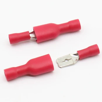 6.3 mm Červená Ženy s Mužským Rýľ Izolované Elektrické Krimpovacie vypínače H1E1