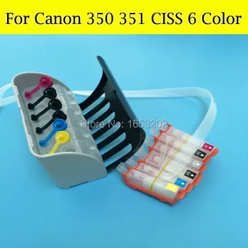 6 Farebných/Súbor Kontinuálne Ink Systém Dodávok Pre CANON PGI-350 CLI-351 PGI350 350 Pre CANON MG6330 Tlačiareň