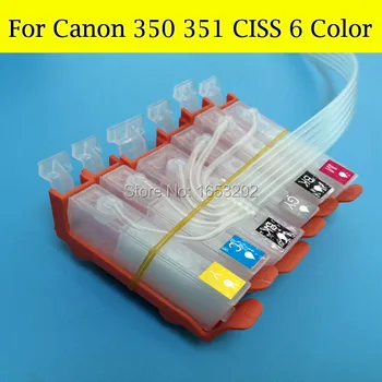 6 Farebných/Súbor Kontinuálne Ink Systém Dodávok Pre CANON PGI-350 CLI-351 PGI350 350 Pre CANON MG6330 Tlačiareň