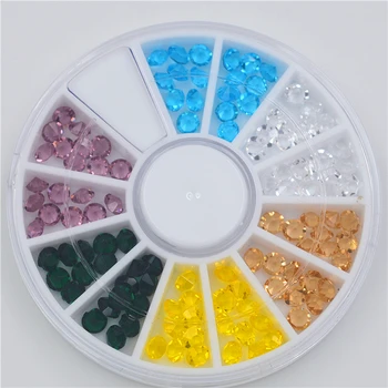 6 farieb 3D Kolo AB Drahokamu Krištáľový Lesk Perličiek Pearl Kolesa Nail Art Tipy na Šperky, Dekorácie DIY Manikúra Príslušenstvo Nástroje