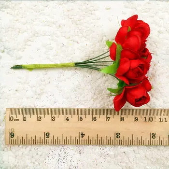 6 KS (2,2 cm/kvet) umelého hodvábu mini kytice z ruží svadobné dekorácie DIY veniec veniec koláž produkty darčekovej krabičke