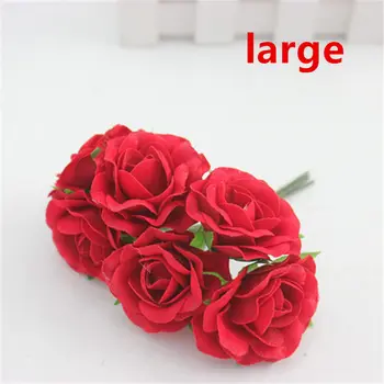 6 ks 4cm Červené Ruže Kvet Umelý Hodváb Kvetinové Kytice pre Svadobné DIY Scrapbooking Dekorácie, Ručne vyrábané Kvetinové Girlandy