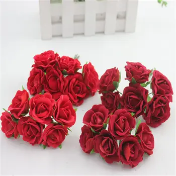 6 ks 4cm Červené Ruže Kvet Umelý Hodváb Kvetinové Kytice pre Svadobné DIY Scrapbooking Dekorácie, Ručne vyrábané Kvetinové Girlandy