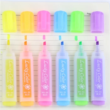 6 Ks / Veľa, Kawaii Fluorescenčný Zvýrazňovač Pero Vodné Farby Marker Pero Pre Maľovať, Kresliť Školské Potreby