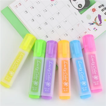 6 Ks / Veľa, Kawaii Fluorescenčný Zvýrazňovač Pero Vodné Farby Marker Pero Pre Maľovať, Kresliť Školské Potreby