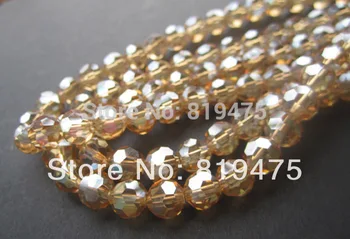 6 mm 8 mm Sklo krištáľové perly Tvárou Kolo Zlaté Šampanské AB farieb pre šperky robiť
