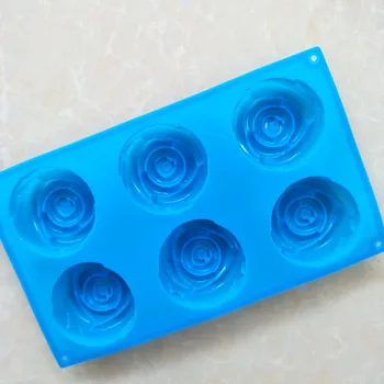 6 Otvorov Rose Tvar Silikónové Tortu Formy 3D Čokoláda Cupcake Fondant Candy Formy DIY Vianočné Pečenie Nástroje E887