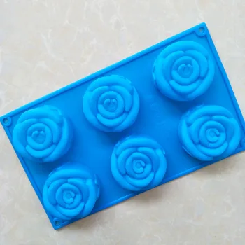 6 Otvorov Rose Tvar Silikónové Tortu Formy 3D Čokoláda Cupcake Fondant Candy Formy DIY Vianočné Pečenie Nástroje E887