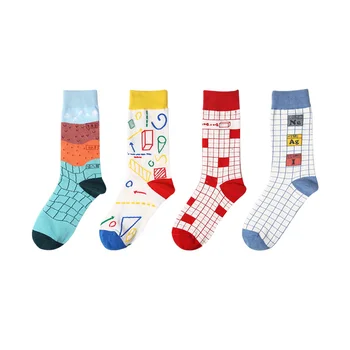 6 Párov Párov Krátke Šťastný Ponožky Veľkosť 35-43 Harajuku Graffiti Uhlomeru Matematický Vzorec Pružnosť Bavlna Ženy Muži Ponožka Meias