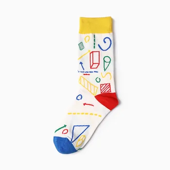 6 Párov Párov Krátke Šťastný Ponožky Veľkosť 35-43 Harajuku Graffiti Uhlomeru Matematický Vzorec Pružnosť Bavlna Ženy Muži Ponožka Meias